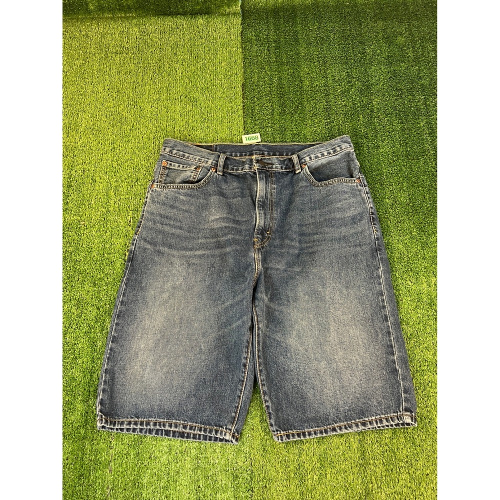 Levis 569 Loose Straight Mens Denim Shorts Blue W34 Medium Wash Baggy Jorts